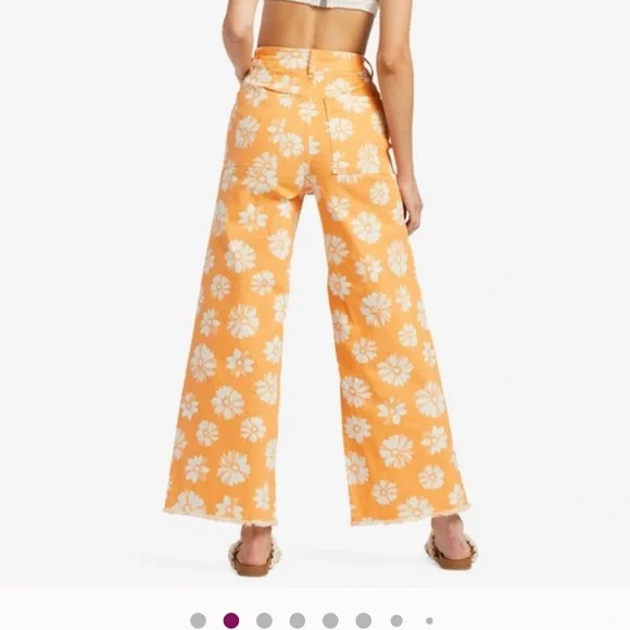 Billabong Orange Floral High Waist Jeans - Picture 2 of 5